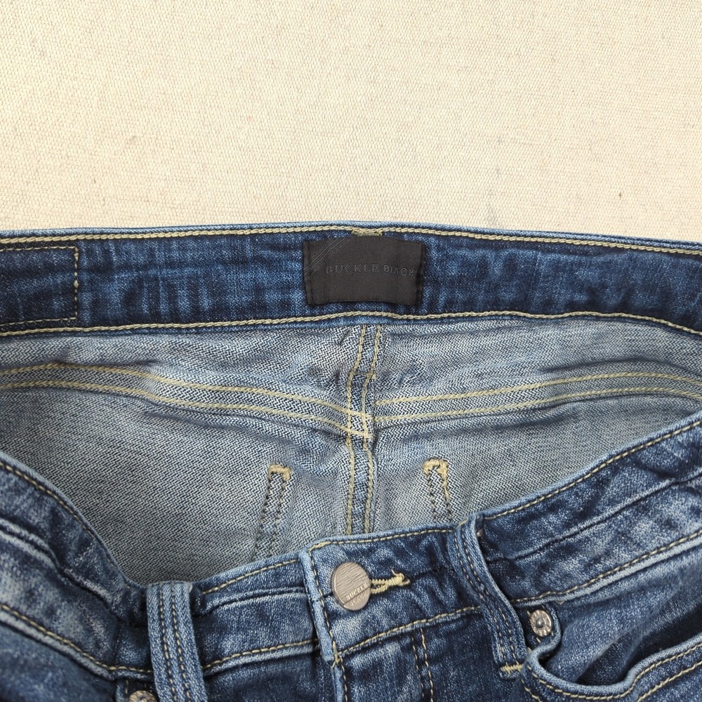 Buckle Black Jeans Womens 31 Blue Boot Cut Stretch Western Cowgirl - Picture 9 of 15